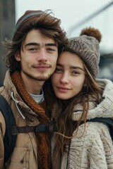 Aufkleber - A man and a woman standing next to each other. Suitable for various concepts