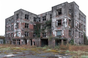 Aufkleber - An image of an old building with numerous windows. Suitable for architectural and urban design concepts