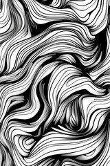 Aufkleber - Black and white abstract drawing of wavy lines. Suitable for graphic design projects