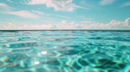 Poster - A serene view of the ocean from the water's edge, ideal for travel brochures or relaxation concepts