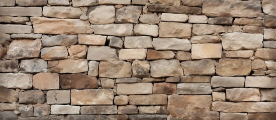 Poster - Rustic Stone Wall Texture in Earthy Brown and Tan Colors for Interior Design Projects