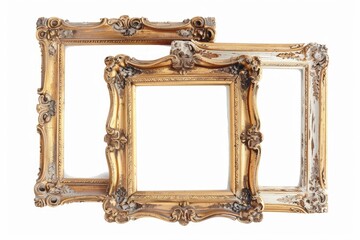 Wall Mural - Two elegant gold frames displayed side by side. Perfect for interior design projects