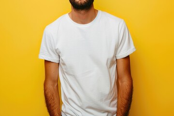 Poster - A man with a beard wearing a white t-shirt. Suitable for various concepts and designs