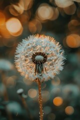 Poster - Close up shot of a dandelion with a blurry background. Suitable for nature and macro photography projects