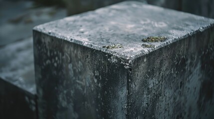 Wall Mural - Close up of a cement block covered in moss, suitable for architectural or nature themes