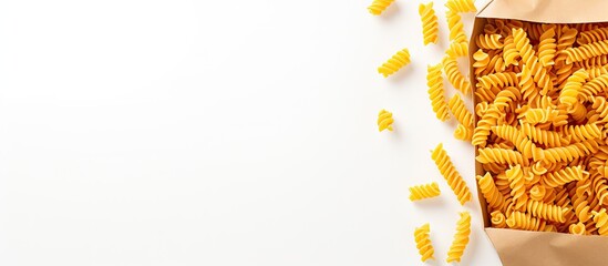 Aufkleber - Vibrant Pasta Assortment Over a Bag of Spiral Noodles on Blank White Background