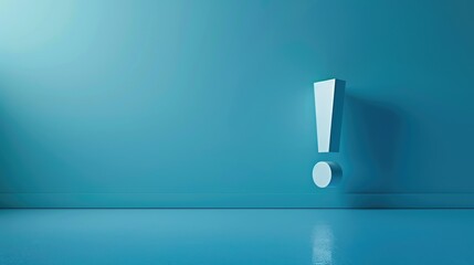 Poster - Blue wall with a white exclamation mark, suitable for educational or informational concepts