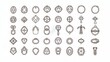 Jewelry line icon set. Included icons as gems, gemstones, jewel, accessories, ring and more. 
