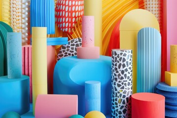 Poster - Assorted colorful objects on a table, suitable for various concepts