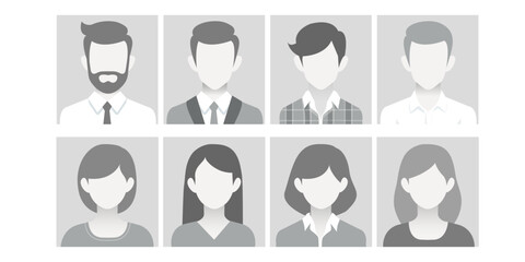 Wall Mural - Empty avatars set. Vector photo placeholder for social networks, resumes, forums and dating sites. Male and female 