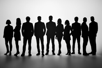 Poster - A group of business people standing in a line. Suitable for business presentations