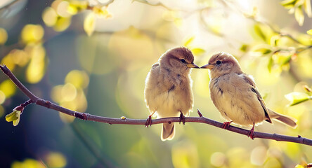 Two Birds Sitting on a branch