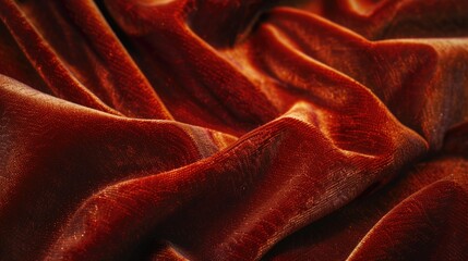 Poster - Close up shot of a vibrant red velvet fabric, perfect for adding a touch of luxury to any design project