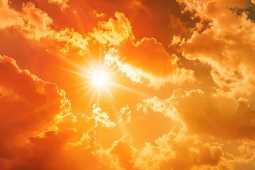Poster - Sun shining brightly through clouds, ideal for weather-related designs