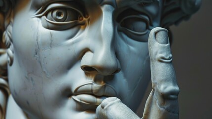 Poster - Detailed close-up of a statue with a finger, suitable for various design projects