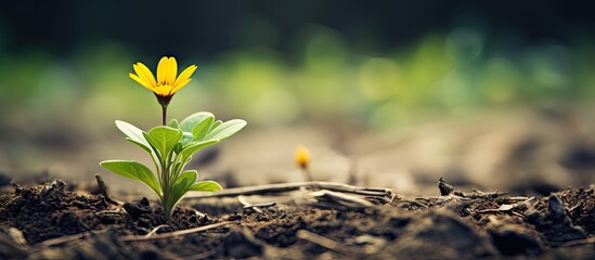 Sticker - A Bright and Cheerful Yellow Flower Blossoming Amidst the Earth