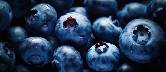 Poster - Vibrant Blueberries Harvest: Close-Up of Freshly Picked Juicy Berries Ready for Healthy Snacks and Summer Recipes