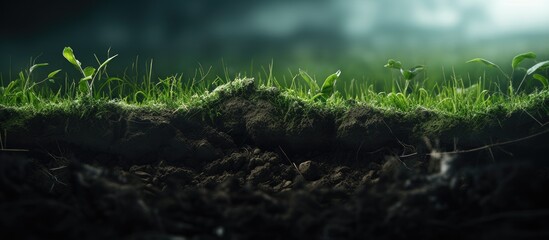 Poster - Vibrant Green Grass Field Teeming with Life in Detailed Macro Close-up Shot