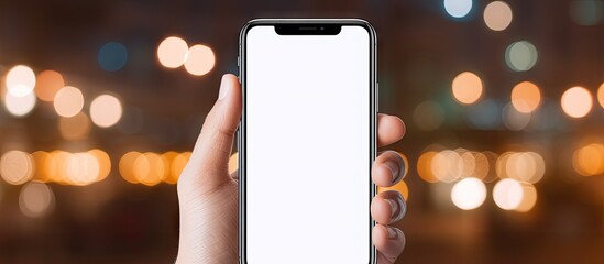 Poster - Man Displaying Mobile Device Blank Screen for Creative Messaging or Presentation