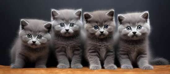 Poster - Adorable Trio of Curious Kittens Perched on a Table Gazing with Wide-open Eyes