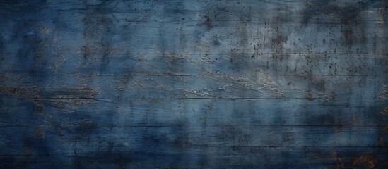 Poster - Rusty Metal Texture on Dark Blue Wall for Industrial Grunge Background Design