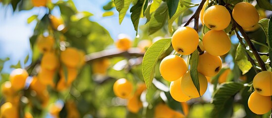 Poster - Vibrant Solanum Quitoense Fruit Hanging From Organic Lulo Tree in Beautiful Garden