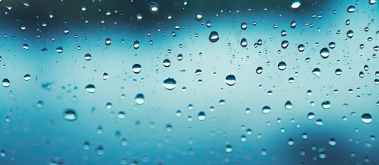Aufkleber - Glistening Water Droplets Adorn a Window Creating a Serene Natural Background