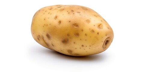 Poster - A Single Potato Resting on a White Background - Versatile Vegetable for Culinary Creations