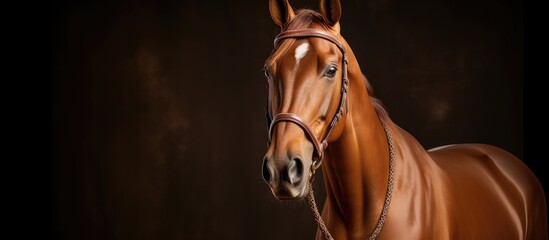 Canvas Print - Majestic Arabian Horse with a White Stripe Galloping Gracefully in Show Halter