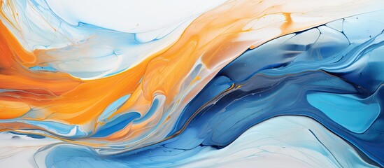 Aufkleber - Vibrant Blue and Orange Abstract Wave Painting - Modern Artistic Expression