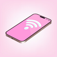 3d WIFI Icon With Mobile Phone And Smart Phone On Pink Background. Hot Spot, Wireless Network, 5G Internet And Wifi Connection. Vector.