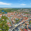 Luftaufnahme der Stadt Neuburg an der Donau, Blick zur Innenstadt rund um den Schrannenplatz