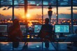 © Joaquin Corbalan - Multiple individuals at a desk with computer monitors, working as an air traffic control team.