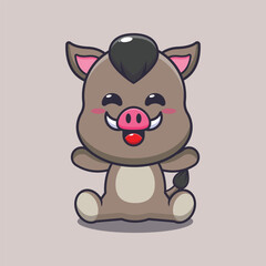 Wall Mural - Cute boar cartoon vector illustration.