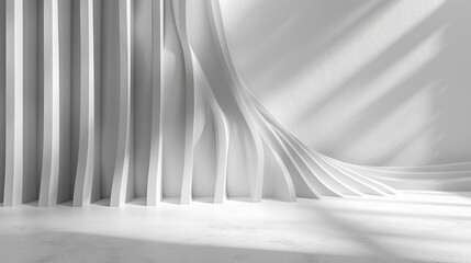 Poster - abstract white light on wall background for display product with generative ai.