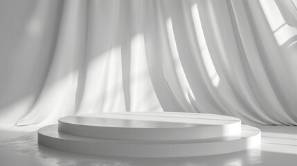 Poster - abstract white light on wall background for display product with generative ai.
