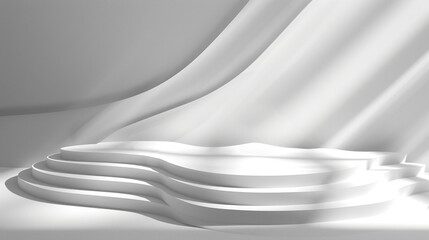 Poster - abstract white light on wall background for display product with generative ai.