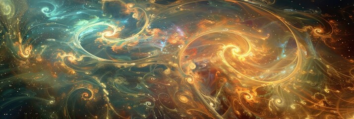 Wall Mural - abstract formations resembling planetary orbits and cosmic trajectories against a backdrop of swirli