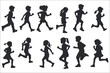 © Creative_Design - Silhouette of running children on white background, Boys and girls running silhouettes, Black silhouettes of children running