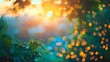 The theme of World Environment Day is an abstract blurry bokeh city lights over green nature autumn sunrise background