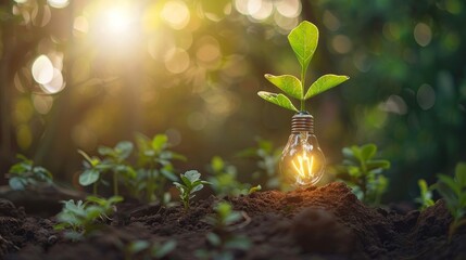 Aufkleber - Protection of the environment, renewable energy sources, and plant growth in a bulb
