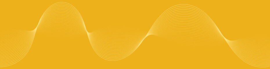 Abstract background with waves for banner. Web banner size. Vector background with lines. Element for design isolated. Orange gradient. Yellow color. Spring, summer. Sun, nature