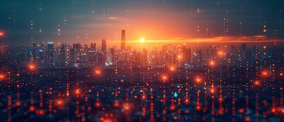 Poster - Smart city and abstract polygon pattern connection concept with speed line light.