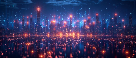 Poster - Abstract polygon pattern with speed line light, big data connection technology concept for a smart city.