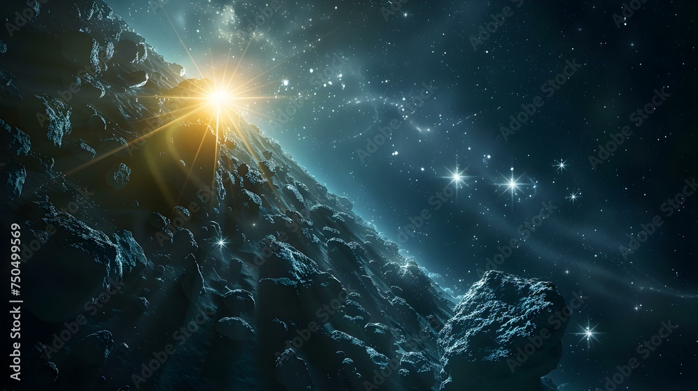 Exploring the vastness of space navigating through a stunning asteroid ...