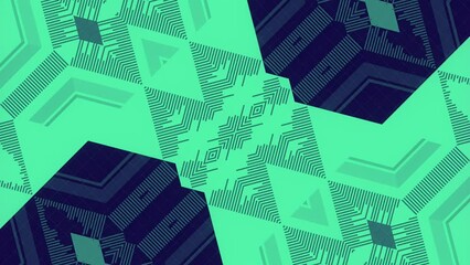 Aufkleber - 3d rendering loop animation with a geometric pattern of a series shapes 4K