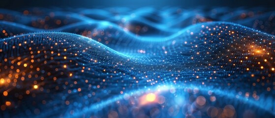 Aufkleber - The concept of technology is represented by abstract connected dots on a bright blue background.