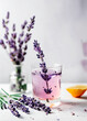 lavender lemonade in a glass. Selective focus.