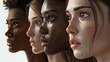 © lililia - a diverse humanity seamlessly integrated with technology, portraying faces of all races united through the lens of ethical AI development, highlighting inclusivity and progress.