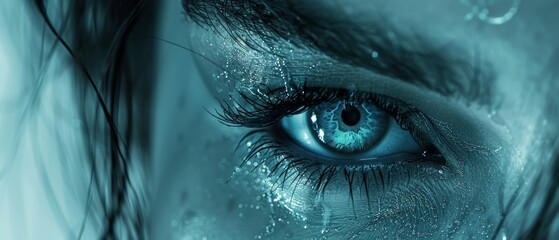 Aufkleber - The eye of a woman with visual effects, isolated on a white background.